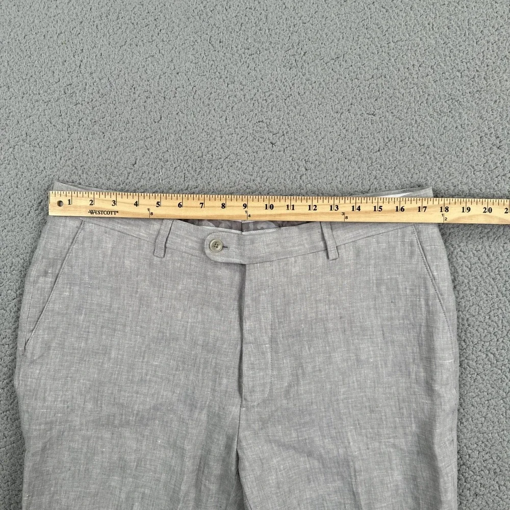 Joseph Abboud 100% Linen Pants Men 38x28* Grey Straight Leg Lined Breathable